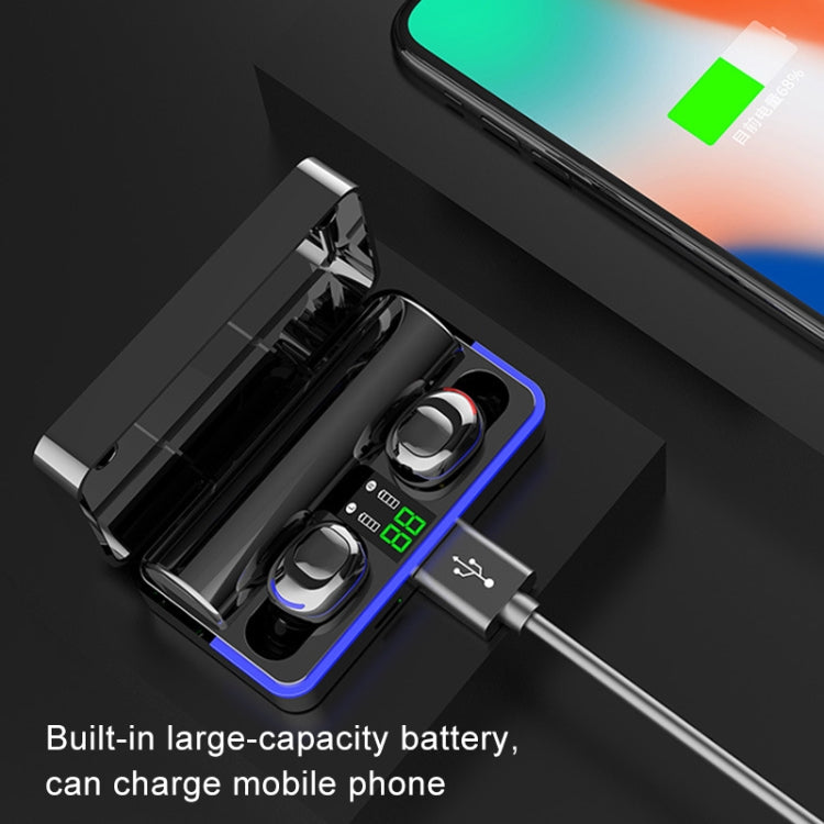 W12 IPX6 Waterproof Bluetooth 5.0 Touch Wireless Bluetooth Earphone with Charging Box, Support Power Digital Display & Breathing Light Bar & HD Call & Power Bank, W12