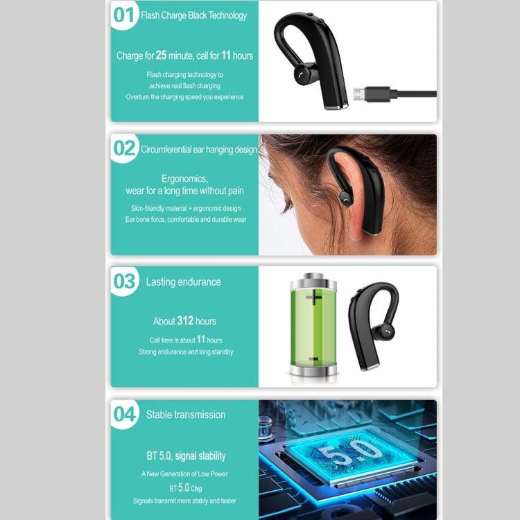 F680 Bluetooth 5.0 Fast Charging Wireless Business Sports Bluetooth Earphone