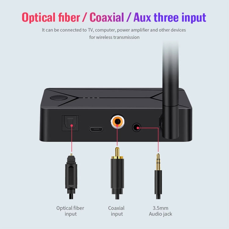 Transmetteur audio coaxial optique numérique portable Bluetooth 5.0 TX13 3 en 1 avec prise jack 3,5 mm pour haut-parleur/casque Bluetooth, TX13