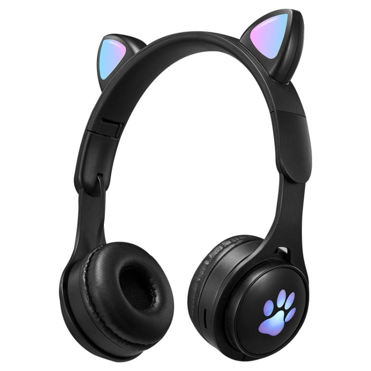 B30 Cat Paw Cat Ears Colorful Luminous Foldable Bluetooth Headset with 3.5mm Jack & TF Card Slot