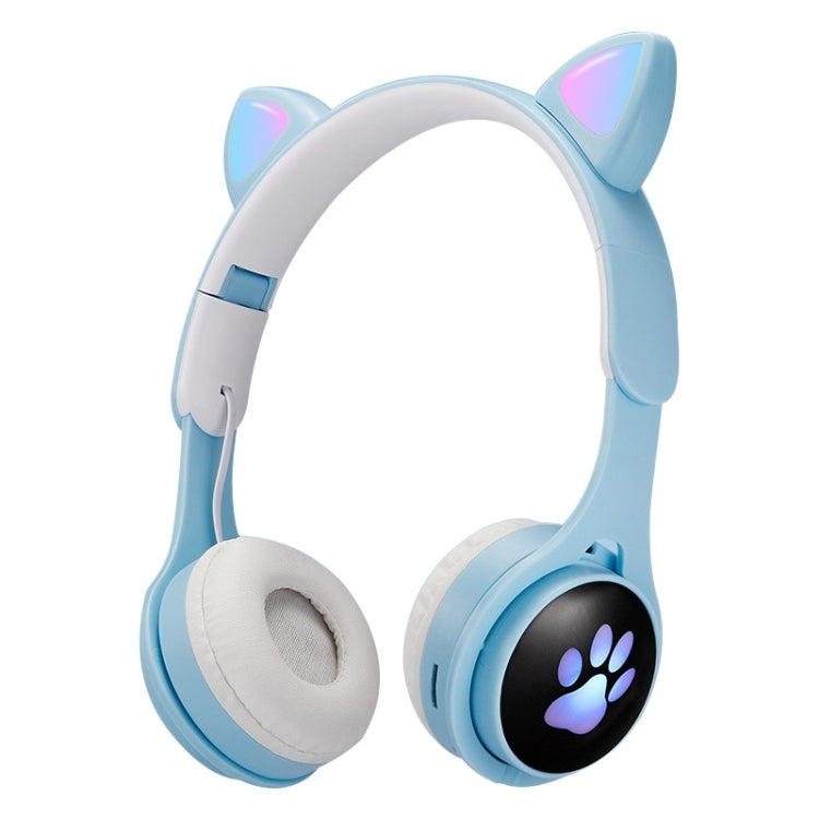 B30 Cat Paw Cat Ears Colorful Luminous Foldable Bluetooth Headset with 3.5mm Jack & TF Card Slot