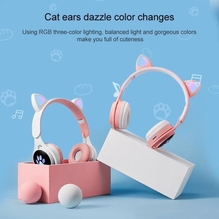 B30 Cat Paw Cat Ears Colorful Luminous Foldable Bluetooth Headset with 3.5mm Jack & TF Card Slot