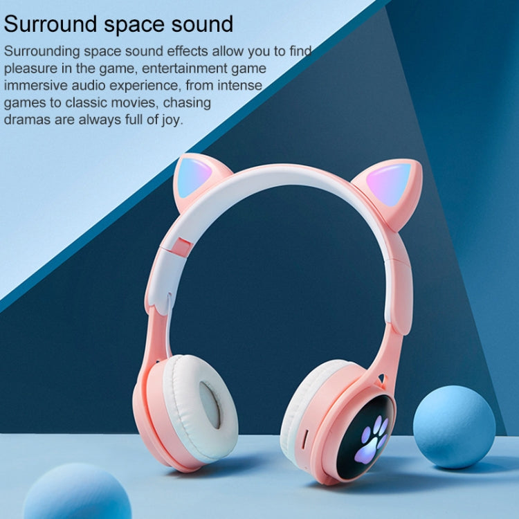 Casque Bluetooth pliable B30 Cat Paw, coloré et lumineux, avec prise jack 3,5 mm et emplacement pour carte TF