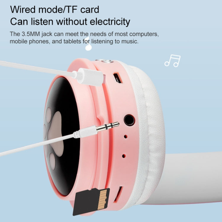Casque Bluetooth pliable B30 Cat Paw, coloré et lumineux, avec prise jack 3,5 mm et emplacement pour carte TF