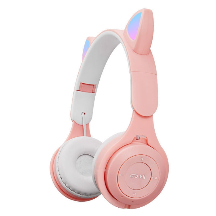M6 Luminous Cat Ears Two-color Foldable Bluetooth Headset with 3.5mm Jack & TF Card Slot, Two-color Purple, Two-color White, Two-color Pink