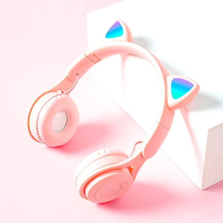 M6 Luminous Cat Ears Pure-color Foldable Bluetooth Headset with 3.5mm Jack & TF Card Slot, Pure-color Blue, Pure-color White, Pure-color Black, Pure-color Pink