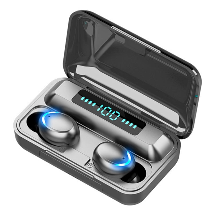 Écouteurs Bluetooth F9-5C à quatre barres lumineuses et affichage numérique, réduction du bruit, noir, blanc