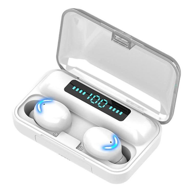 Écouteurs Bluetooth F9-5C à quatre barres lumineuses et affichage numérique, réduction du bruit, noir, blanc