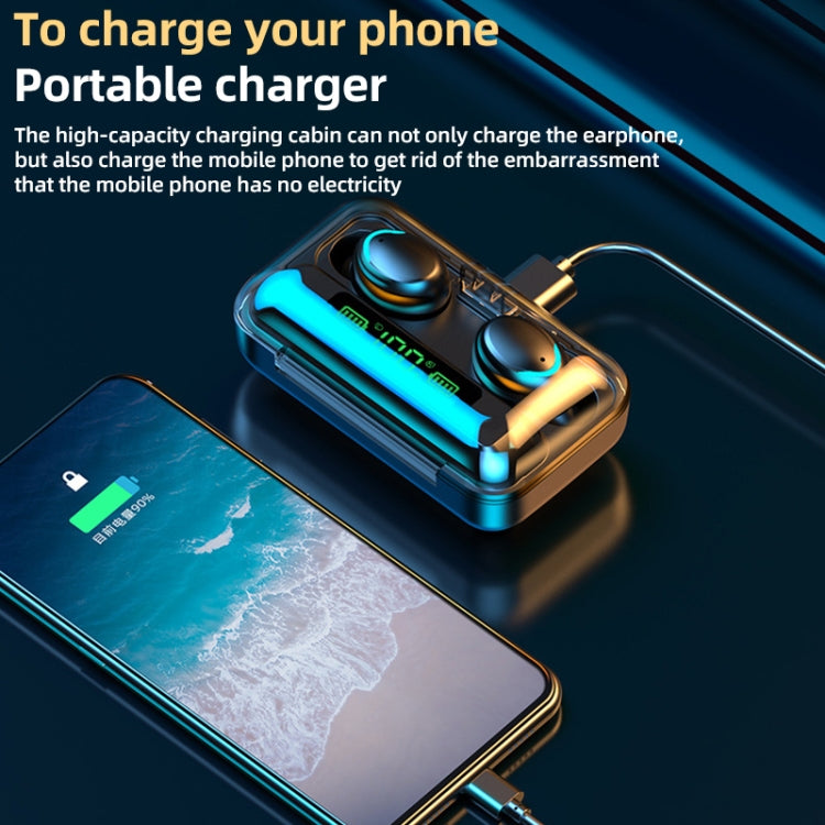 Écouteurs Bluetooth F9-5C Macaron Series à quatre barres avec lumière de respiration et affichage numérique, réduction du bruit, bleu foncé, rose clair, bleu clair, jaune clair