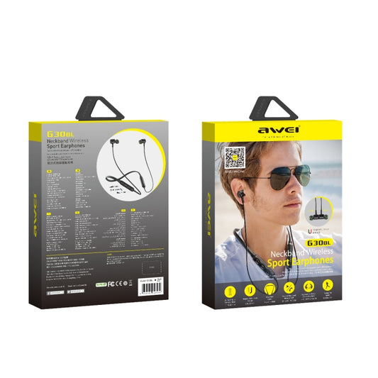 G30BL neckband design detail revealing magnetic earbud placement and cable management