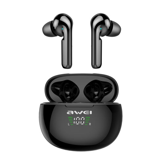 awei T15P Bluetooth 5.0 TWS earbuds with LED display charging case front view