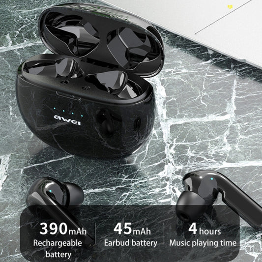 Single awei T15 wireless earbud highlighting compact size and Bluetooth 5.0 technology