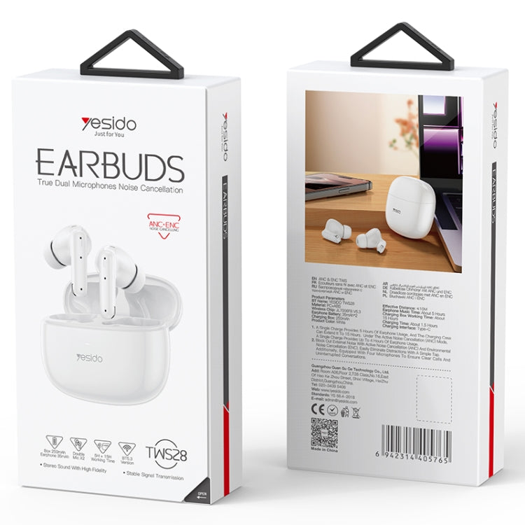 Yesido TWS28 ANC+ENC Dual Noise Reduction Smart TWS Wireless Bluetooth Earphone, TWS28 Beige