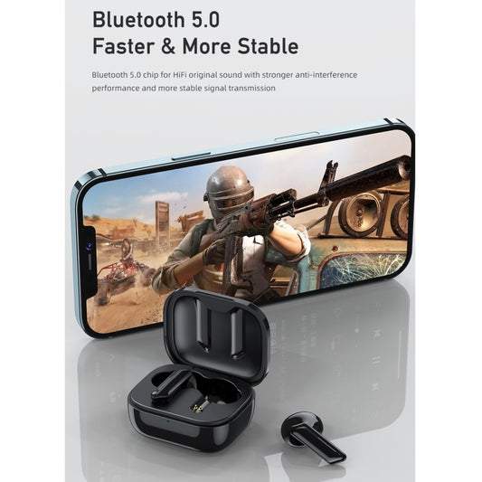 T36 Bluetooth earphones in-ear fit demonstration with comfortable silicone ear tips