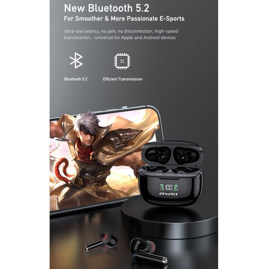 awei TA8 noise-cancelling earphones in-ear placement showing secure comfortable fit