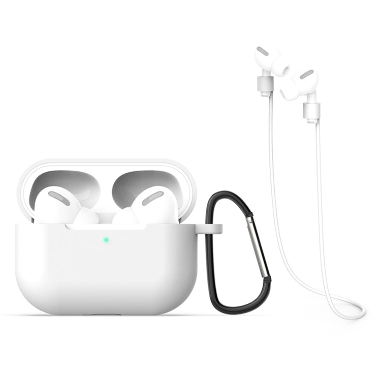 For AirPods Pro Silicone Earphone Protective Case + Hook + Anti-lost Rope 3 in 1 Set, For AirPods Pro
