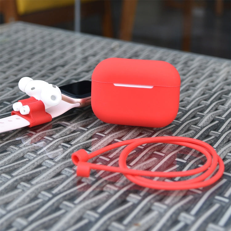 Étui de protection en silicone 3 en 1 pour écouteurs AirPods Pro, boucle pour écouteurs et corde anti-perte