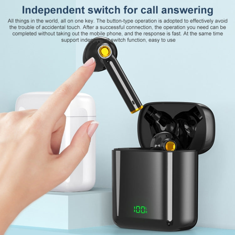 F730 TWS IPX4 Waterproof Digital Display Half in-ear Bluetooth Earphone, F730 Black