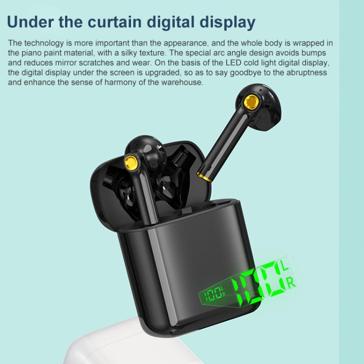 F730 TWS IPX4 Waterproof Digital Display Half in-ear Bluetooth Earphone, F730 Black