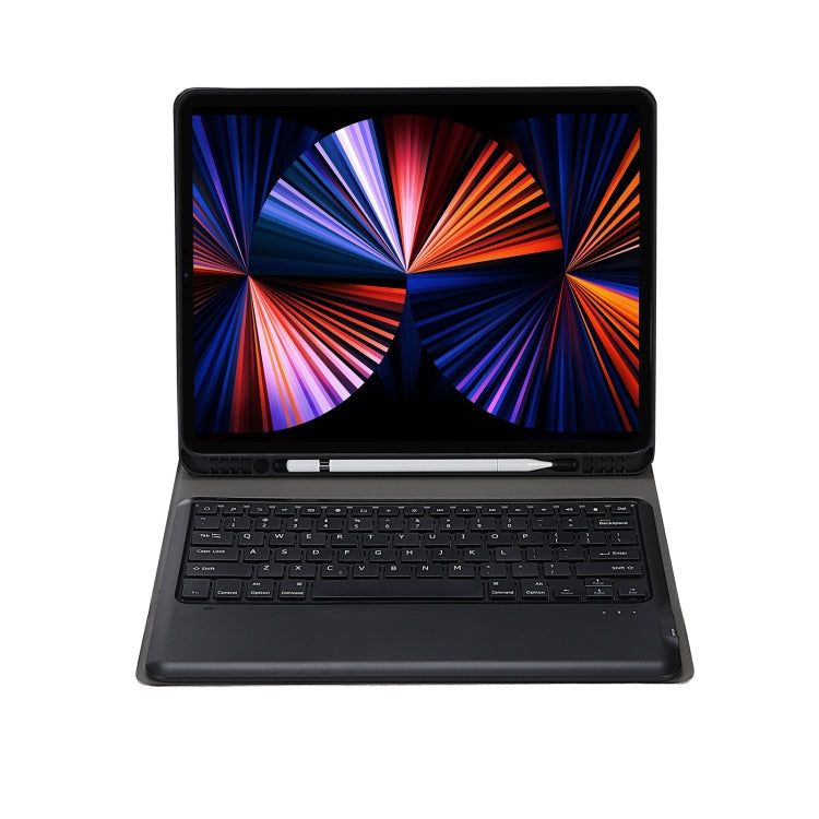 Étui en cuir ultra-fin avec clavier Bluetooth 3.0 détachable A12B pour iPad Air 13 (2024/2025/Pro 12,9 pouces) (2022/2021/2020/2018), avec emplacement pour stylet et support.
