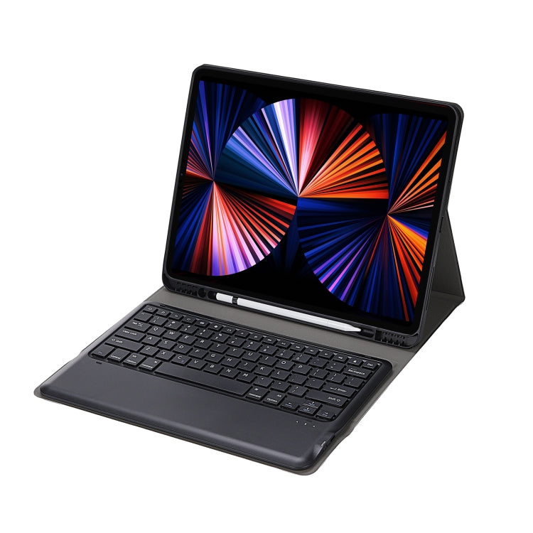 Étui en cuir ultra-fin avec clavier Bluetooth 3.0 détachable A12B pour iPad Air 13 (2024/2025/Pro 12,9 pouces) (2022/2021/2020/2018), avec emplacement pour stylet et support.