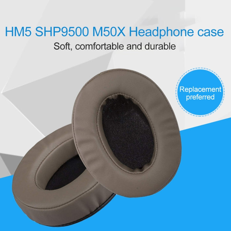 1 Pair Oval Leather Beveled Headphone Protective Case for Brainwavz HM5 / Philip SHP9500
