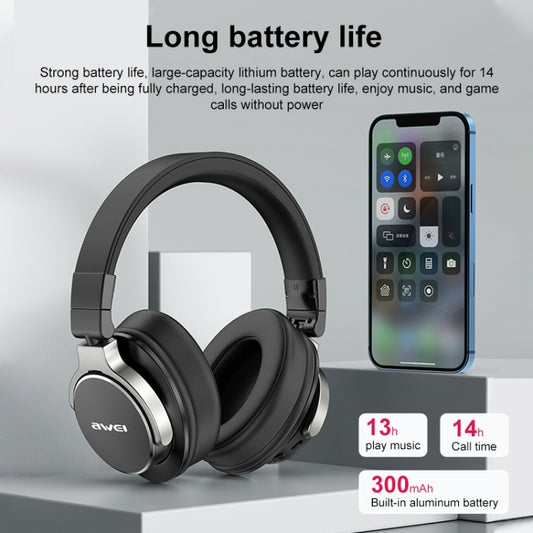 awei A710BL noise cancelling headphones worn during work or travel
