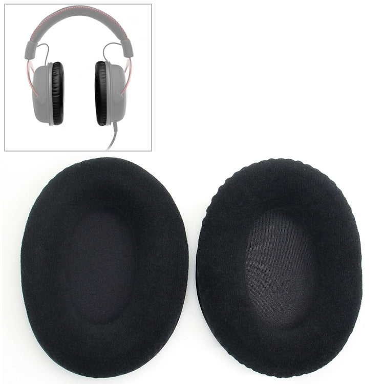 2 PCS For Kingston KHX-HSCP / HyperX Cloud II Headphone Cushion Flannel Black Net Sponge Cover Earmuffs Replacement Earpads, For Kingston KHX-HSCP HyperX Cloud II(Flannel Black)