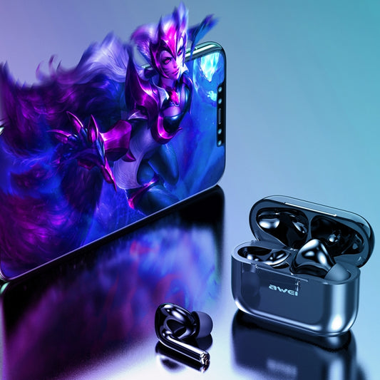 awei T29 wireless sports headset earbuds showing touch control button details