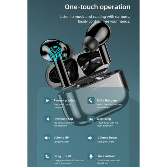 Lightweight awei T29 true wireless earphones ideal for gym, running, and workouts