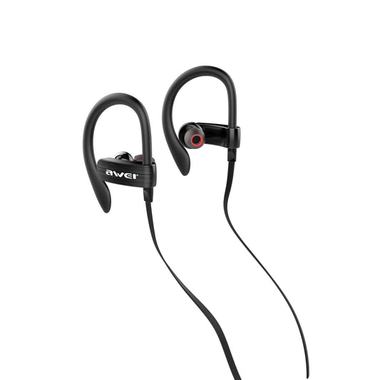 AWEI ES-160I HIFI earphone in-use showing secure hanging design for active wear