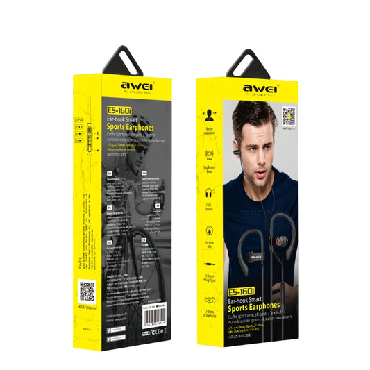 AWEI ES-160I earphone retail packaging and included accessories for Apple devices