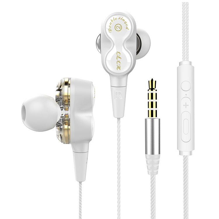 D12 1.2m Wired In Ear 3.5mm Interface Stereo Wire-Controlled HIFI Earphones Dual-motion Loop Running Game Music Headset With Packaging, D12 With Packaging (White), D12 With Packaging (Black)