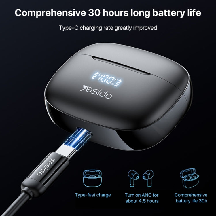 Yesido TWS23 Bluetooth 5.3 LED Digital Display TWS ANC Noise Reduction Wireless Bluetooth Earphone, TWS23