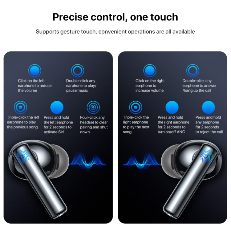 Yesido TWS23 Bluetooth 5.3 LED Digital Display TWS ANC Noise Reduction Wireless Bluetooth Earphone, TWS23