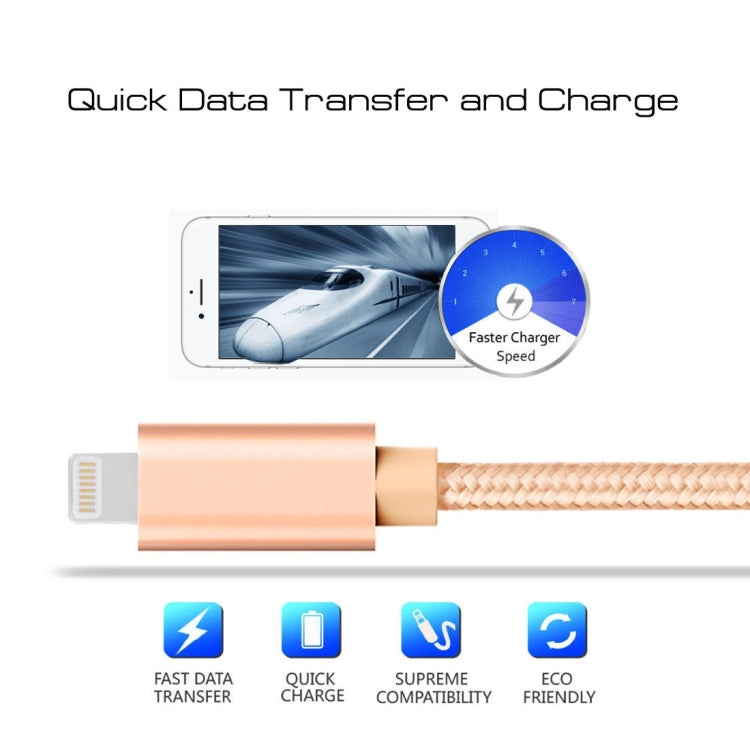 Câble de données de charge USB 8 broches à tête métallique tissée 3A, longueur du câble : 1 m, 1 m 8 broches