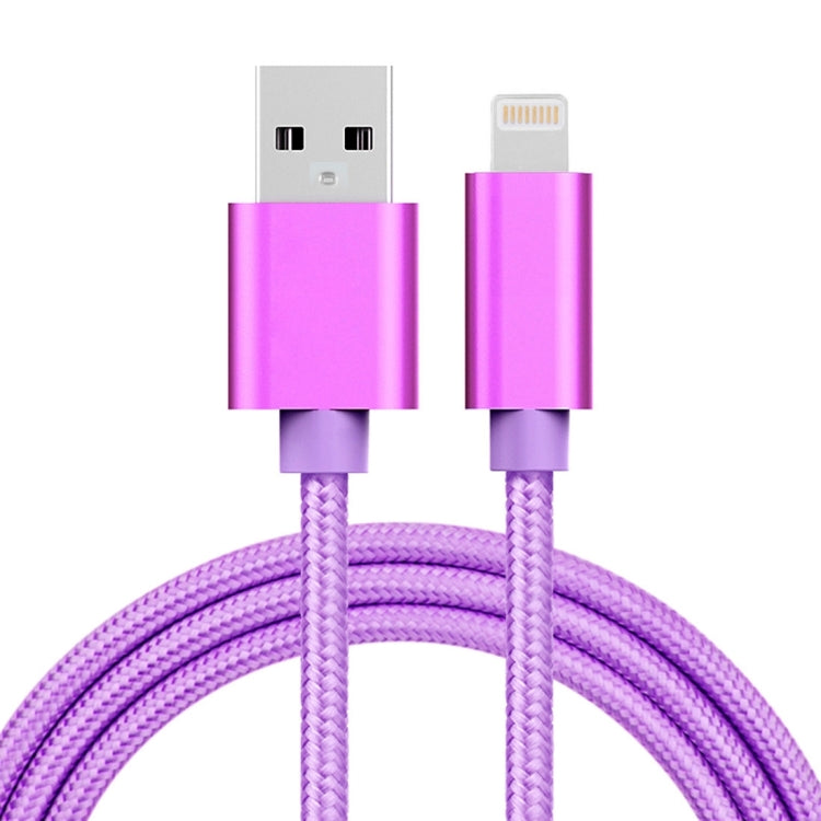 Câble de données de charge USB 8 broches à tête métallique tissée 3A, longueur du câble : 1 m, 1 m 8 broches