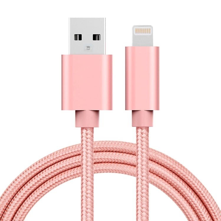 Câble de données de charge USB 8 broches à tête métallique tissée 3A, longueur du câble : 1 m, 1 m 8 broches
