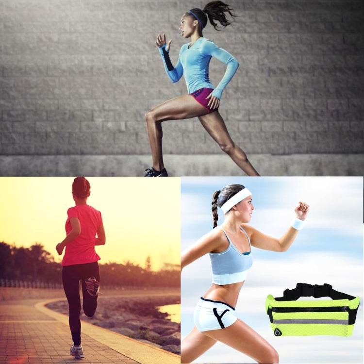Multifunctional Outdoor Sports Mesh Breathable Fabric Waist Bag with Night Reflective Strip & Earphone Hole for iPhone, Samsung, Sony and other Phones (for Less Than 6 inch)