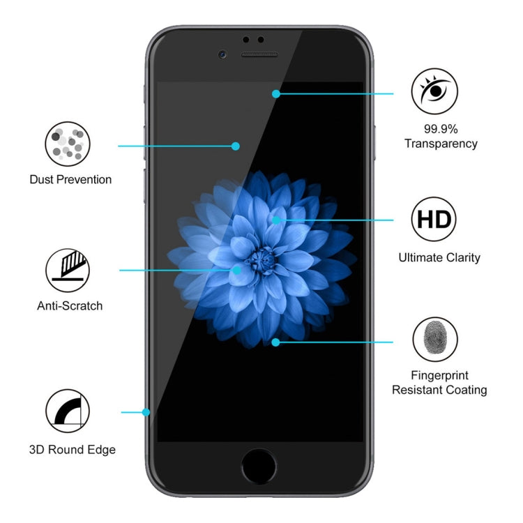 ENKAY Hat-Prince 0.26mm 9H Surface Hardness 6D Curved Edge Full Screen Tempered Glass Film for iPhone 6 & 6s, For 6 & 6s