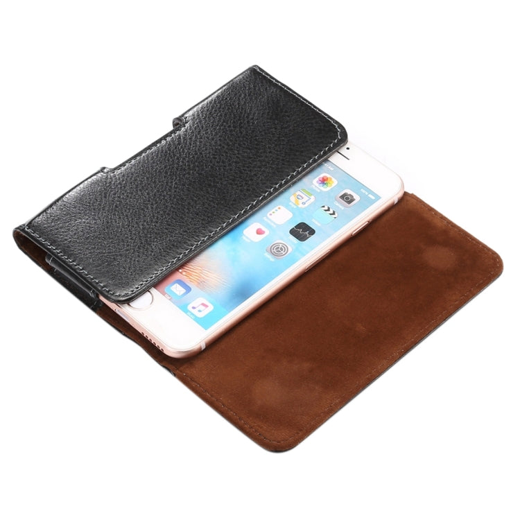 4.8 inch Litchi Texture Vertical Flip Thwartwise Genuine Leather Case / Waist Bag with Rotatable Back Splint for iPhone 7 & 6s & 6, Galaxy S4, Xiaomi Redmi 3 & 3X, etc