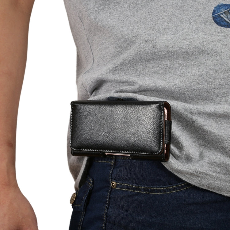 4.8 inch Litchi Texture Vertical Flip Thwartwise Genuine Leather Case / Waist Bag with Rotatable Back Splint for iPhone 7 & 6s & 6, Galaxy S4, Xiaomi Redmi 3 & 3X, etc