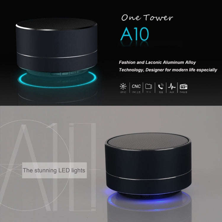Mini enceinte Bluetooth portable A10 avec microphone et LED intégrés, prise en charge des appels mains libres et carte TF