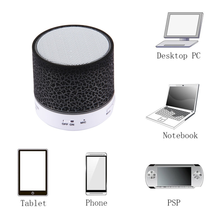 Mini enceinte stéréo Bluetooth portable A9 avec éclairage LED, microphone intégré, appels mains libres et carte TF