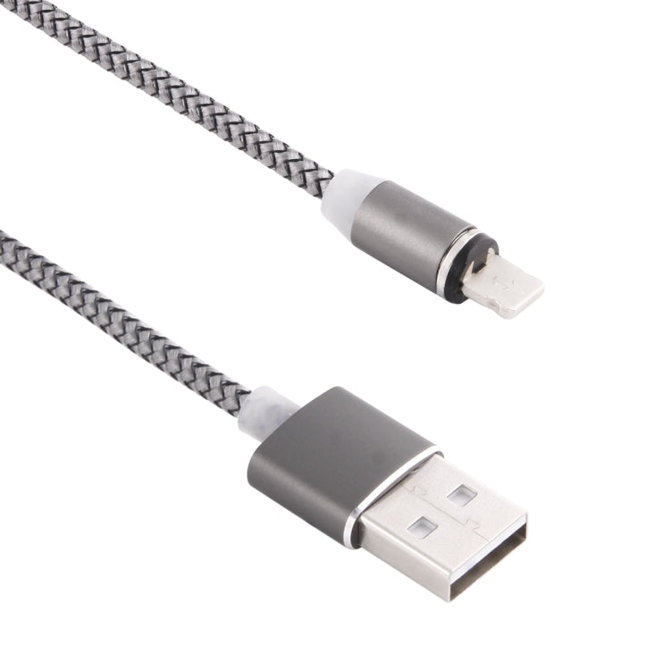 Câble de charge magnétique 8 broches vers USB 2.0, rotation à 360 degrés, style tissage, avec indicateur LED, longueur du câble : 1 m