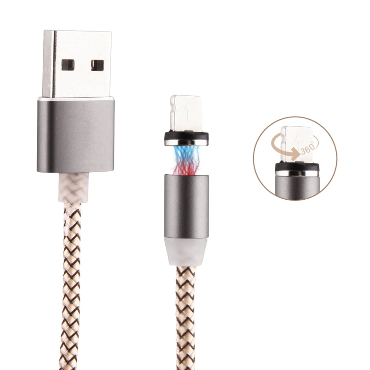 Câble de charge magnétique 8 broches vers USB 2.0, rotation à 360 degrés, style tissage, avec indicateur LED, longueur du câble : 1 m
