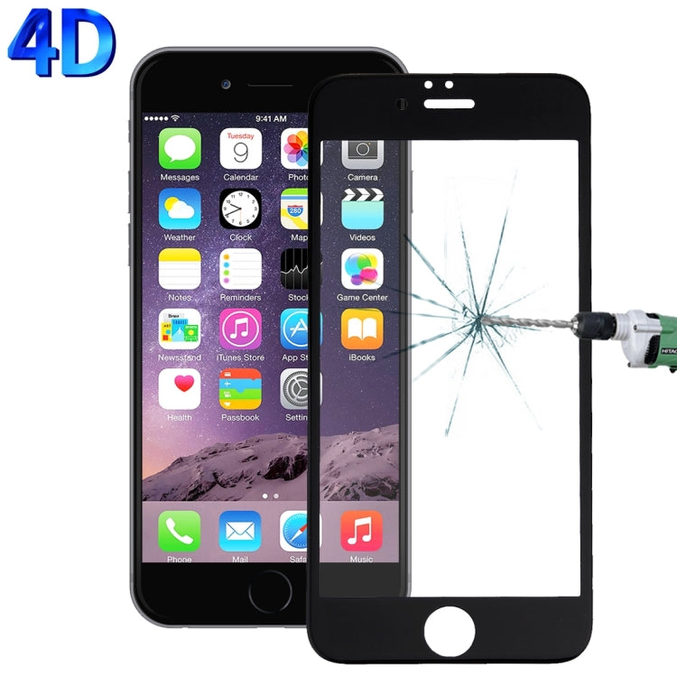 For iPhone 6 & 6s 0.26mm 9H Surface Hardness 4D Curverd Arc Explosion-proof HD Silk-screen Tempered Glass Full Screen Film