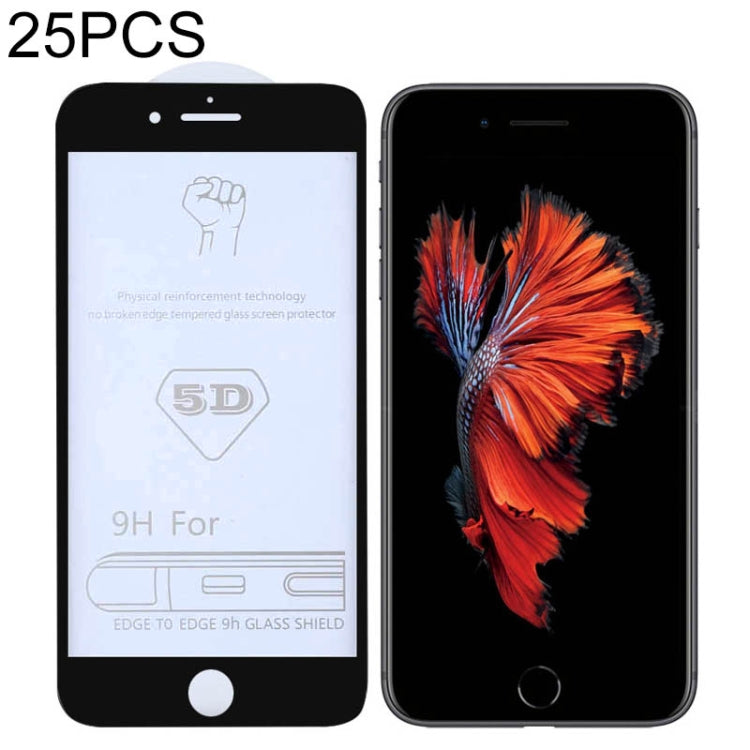 25 PCS 9H 5D Full Glue Full Screen Tempered Glass Film for iPhone 6 / 6s, For iPhone 6 / 6s (25 PCS)