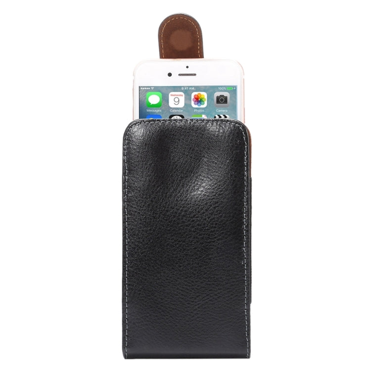 5.7 inch Litchi Texture Vertical Flip Upright Genuine Leather Case / Waist Bag with Rotatable Back Splint for iPhone 7 & 6s Plus & 6 Plus, Galaxy Note 5 & Note 4 & S6 Edge+ & A9 & A8, etc