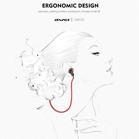 Close-up of AWEI A960BL noise-isolating earbuds with protective mesh and premium build quality